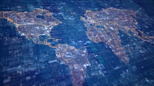 Global Network Connection Map Animated Digital Data Background