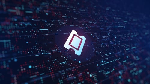 Futuristic Digital Data Flow with Glowing Processor Chip