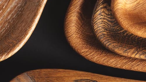 Close Up of Textured Wooden Bowls