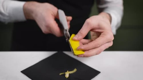 Hands Trim Lemon Peel Garnish