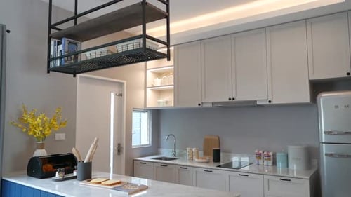 Stylish Blue Counter Kitchen and Ding Area Decoration
