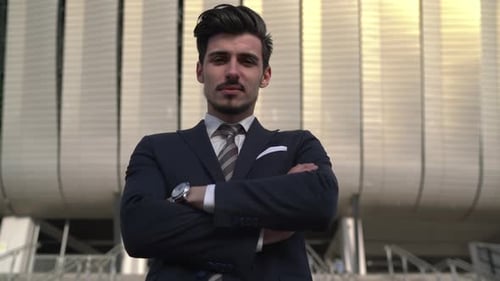 Businessman standing outside the office