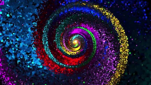 Vibrant Swirling Particles Abstract Spiral Motion Background