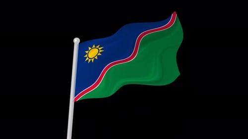 Namibia Flag Wavy Animated On Black Background