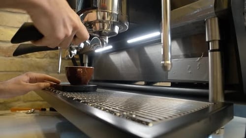Espresso Machine Brewing Fresh Coffee Beverage