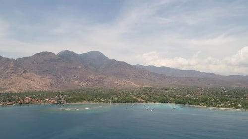 Tropical Landscape with Mountains Beach
