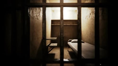 The animation of infinite prison cell interior. Gloomy atmosphere. Crime. HD