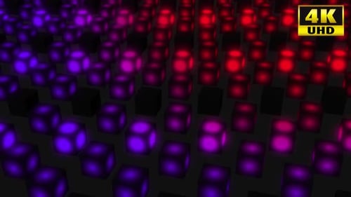 Animated Geometric Cubes with Dynamic Glowing Color Changes