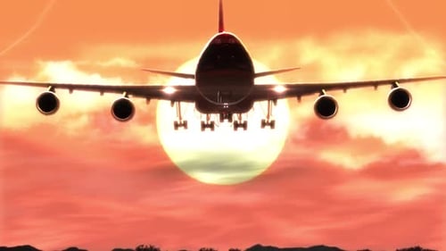 Sunset Landing Plane