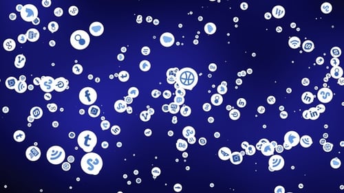 Dynamic Floating Social Media Technology Icons Background Loop