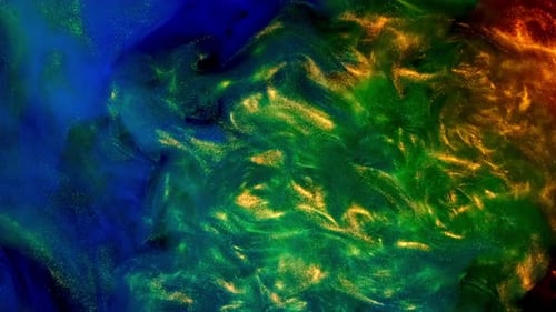 Colorful Glittering Liquid Paint Mixing Abstract Motion