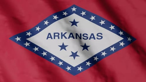 Waving Arkansas State Flag with Realistic Fabric Texture