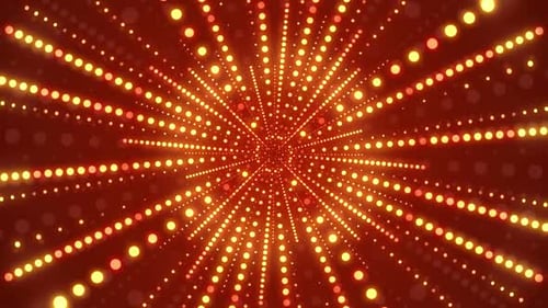 Abstract red background of flying luminous dots in a spin around