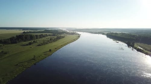 Forest Field River And Road 03