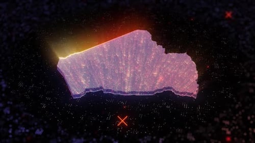 Futuristic Digital Map Outline Scan with Glowing Data