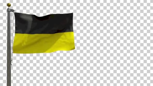 Realistic Waving Black and Yellow Flag with Transparent Background