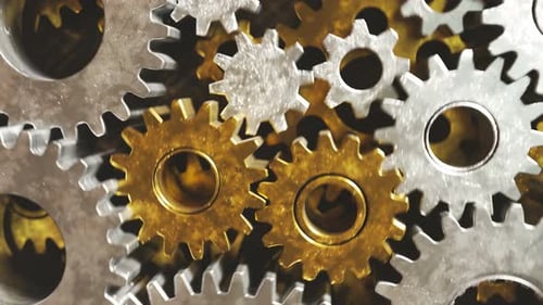 Animated Gears Forming Abstract Thinking Brain Concept