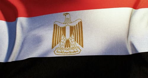 Egypt National Flag Waving Loop with Realistic Fabric Texture