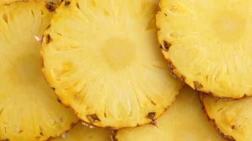Sliced Pieces of Delicious Pineapple Fruit. Tropical Food