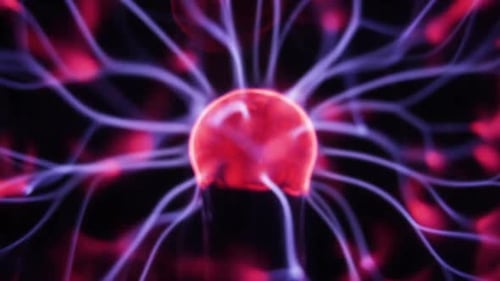 Close Up View of Plasma Ball with Many Energy Rays Inside