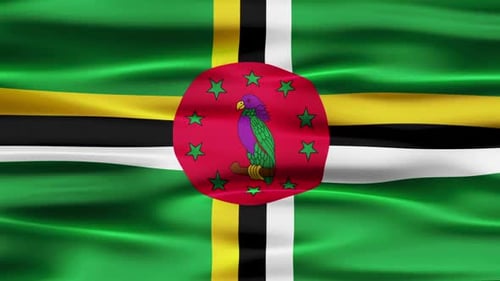 Waving Flag of Dominica Motion Background