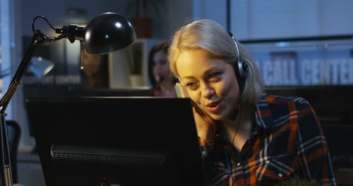 Two Woman Working at a Call Center