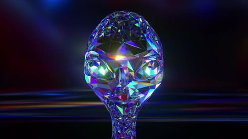 Futuristic Crystal Alien Head Hologram Loop Animation