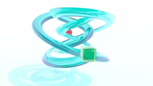 Modernes, minimalistisches Bewegungsdesign, farbiger Kunststoffknoten, drehbar, nahtlose Schlaufe