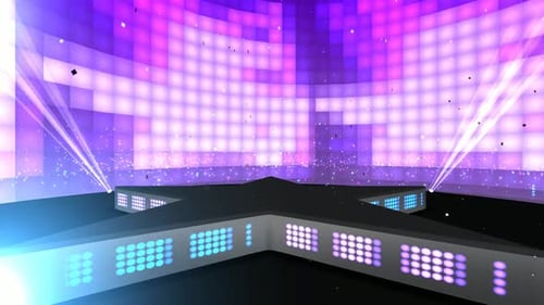 Colorful Star Stage with Animated Lights and Confetti