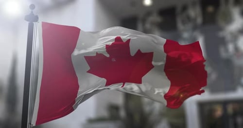 Realistic Canadian Flag Waving Animation