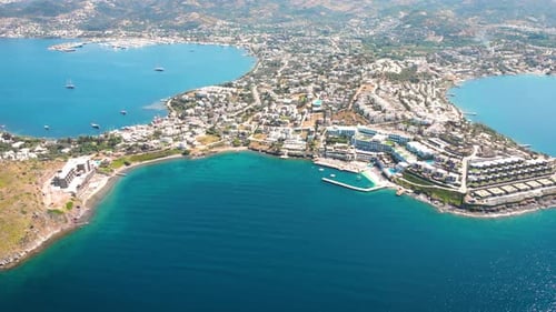 Bird Eye View of the City with Hotels and White Houses Onthe Ocean Coast at Noon