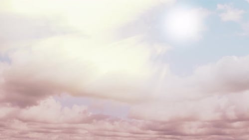 Billowing Pink Clouds with Sunbeams Time Lapse