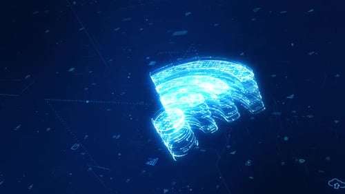 Futuristic Glowing WiFi Symbol Forming Animation