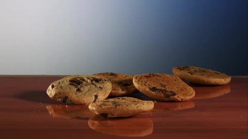 Kekse fallen und hüpfen in Ultrazeitlupe 1500 fps - reflektierende Oberfläche - COOKIES PHANTOM