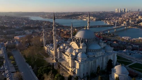 Istanbul City And Suleymaniye Mosque Aerial View