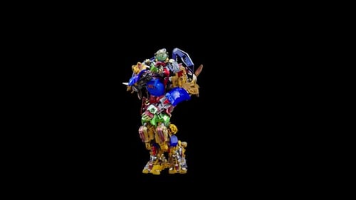 Animated Colorful 3D Robot Performing Various Dynamic Movements