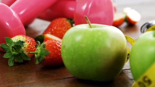 Healthy Eating and Fitness Equipment On Display