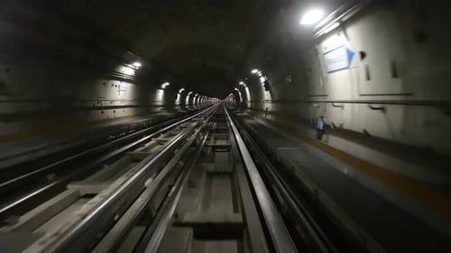 Hyperlapse POV Train Riding in the Subway Tunnel