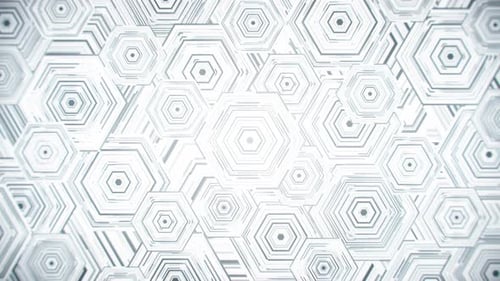 Abstract White Hexagon Grid Lines Seamless Loop Background
