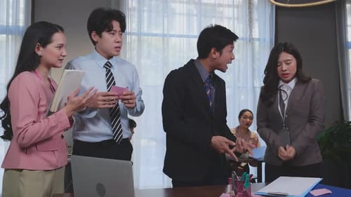 Manager or executive angry employee with working mistake and failure at office.