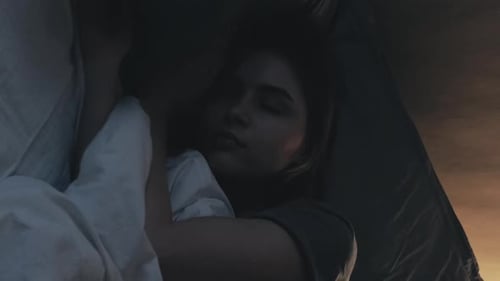 Woman Sleeping Peacefully in Bed at Night