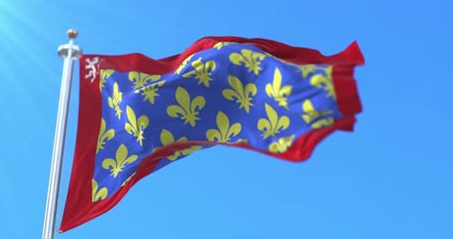 Waving French Royal Banner Flag with Fleur-de-lis