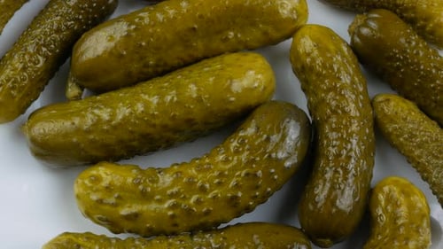 Delicious Shiny Pickles in Close Up Detail