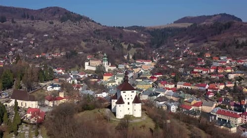 Aerial view of the castle in Banska Stiavnica, Slovakia