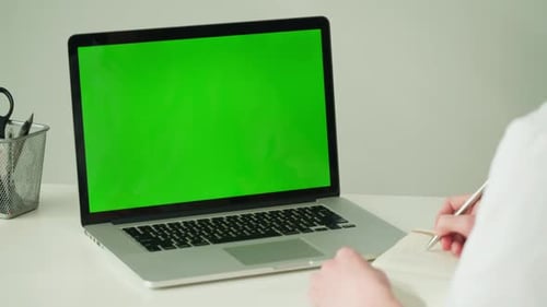 Computer Laptop with Chroma Key Closeup