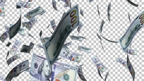 Falling Raining 100 Dollar Bills Animation