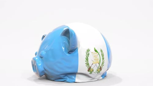 Deflating Piggy Bank with Printed Flag of Guatemala