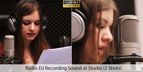 Woman Recording Audio in Professional Sound Studio