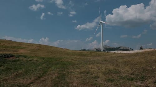 Power Energy Production in Montenegro. Landscape with windmills farm