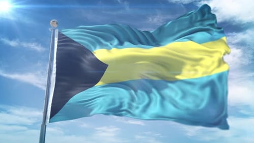 Realistic 3D Animation of Bahamas Flag Waving